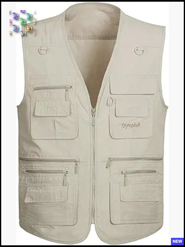 Men's Lightweight Fishing Vest 16 Pockets Outdoor Utility Casual Wear